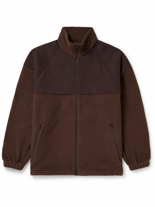 Photo: Beams Plus - Mil Panelled Cotton-Jersey and Fleece Zip-Up Jacket - Brown