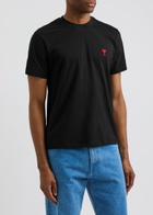 Ami Paris Logo-embroidered Cotton T-shirt Black