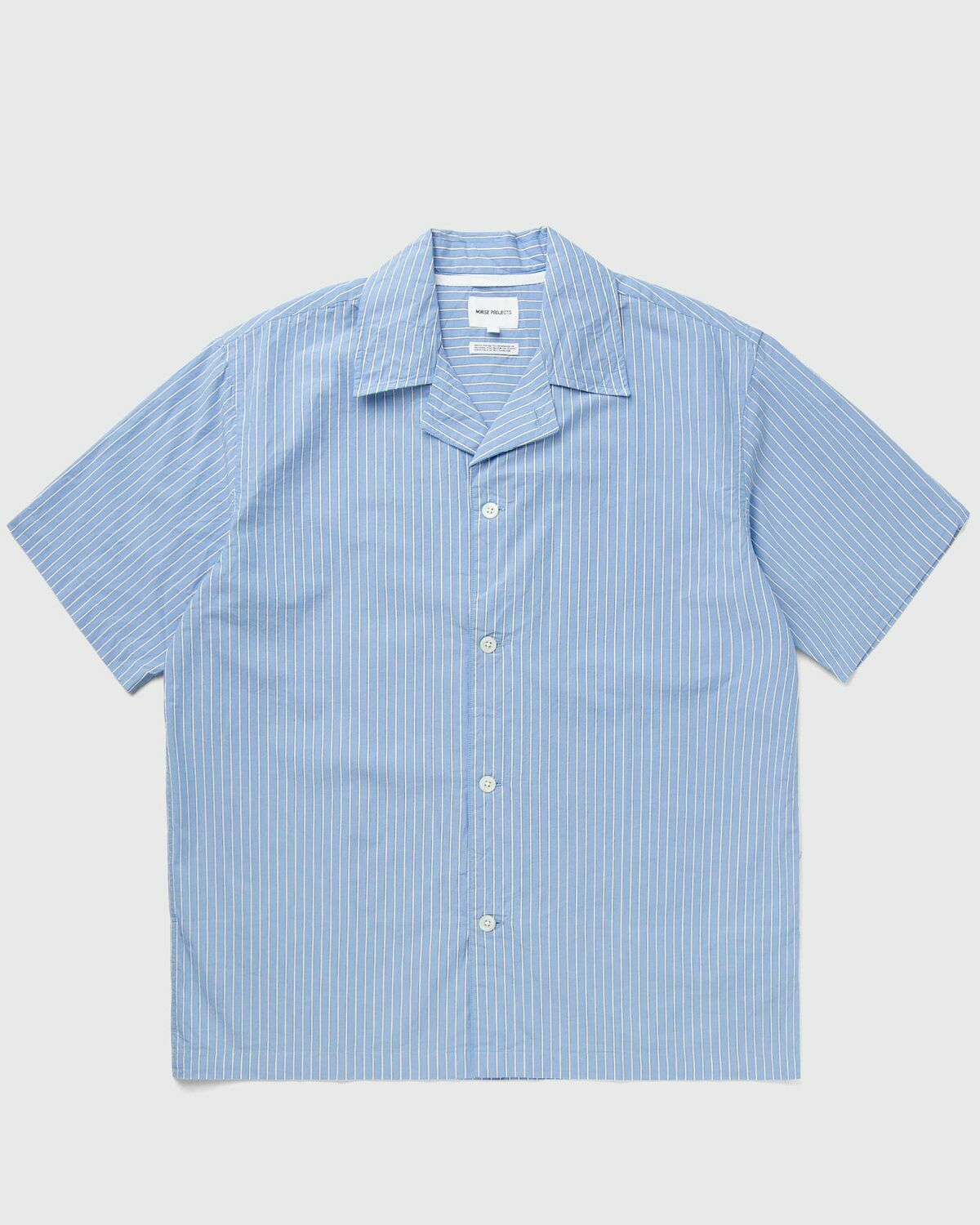 Norse Projects MADS POPLIN STRIPE SS Blue Mens Shortsleefe