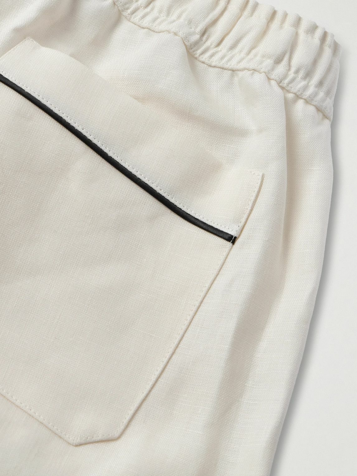 Dolce&Gabbana - Straight-Leg Piped Linen and Silk-Blend Trousers - Neutrals
