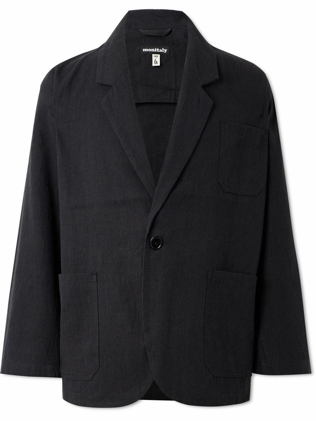 Photo: Monitaly - Linen and Cotton-Blend Suit Jacket - Black