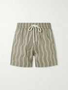 Frescobol Carioca - Rio Linen Blend Cabana Wave -Print Swim Short - Green