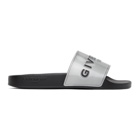 Givenchy Silver Logo Flat Sandals