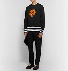 Sandro - Appliquéd Fleece-Back Cotton-Jersey Sweatshirt - Men - Black