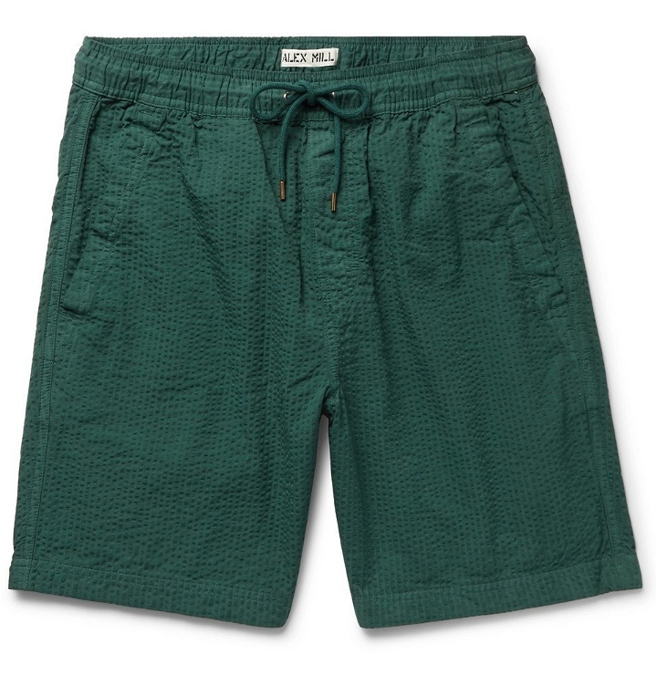 Photo: Alex Mill - Cotton-Seersucker Drawstring Shorts - Emerald