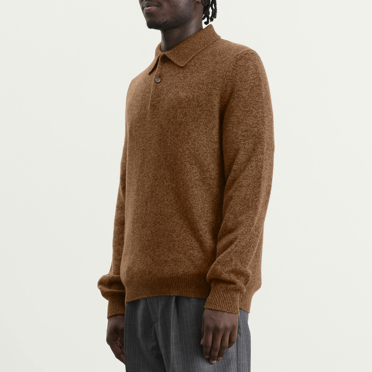 Jil Sander Men's Wool Cashmere Polo in Cinnamon