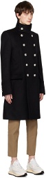 Balmain Black Military-Style Coat