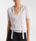 Valentino Embellished tie-neck virgin wool sweater
