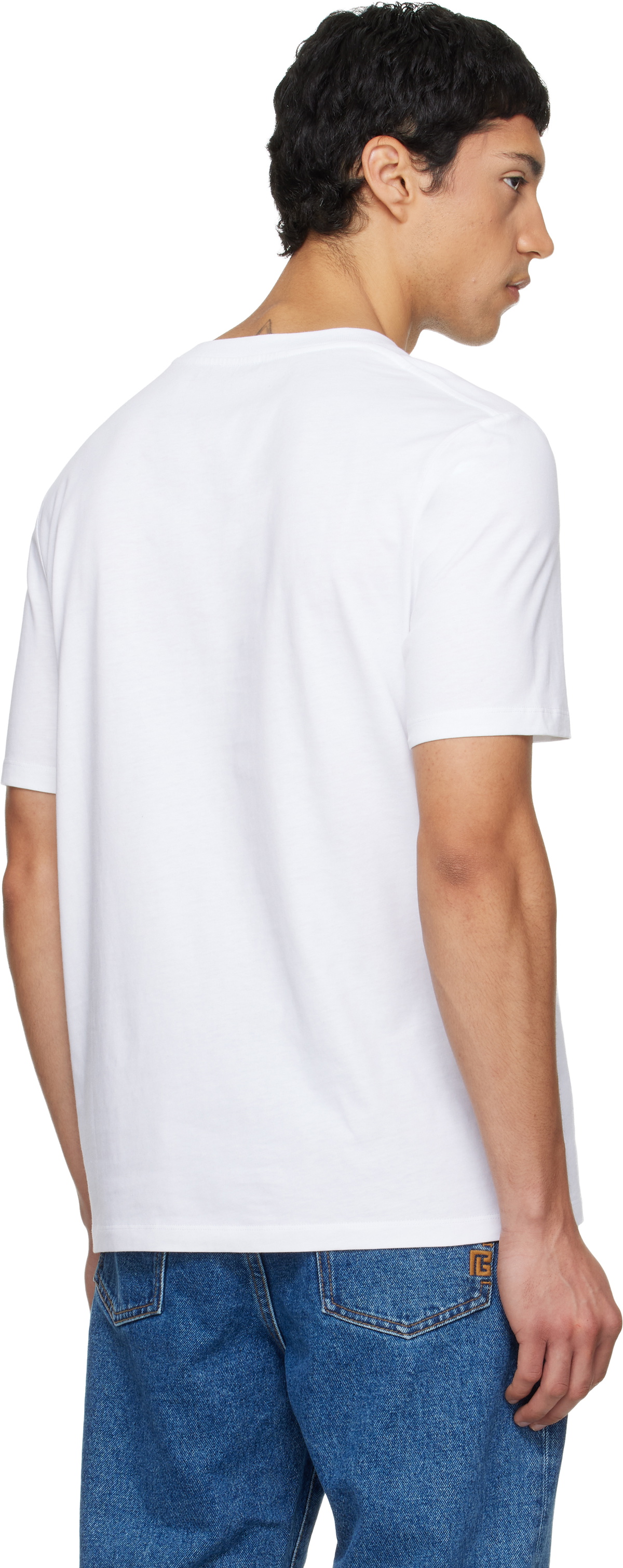 Balmain White 'Balmain Paris' Print T-shirt