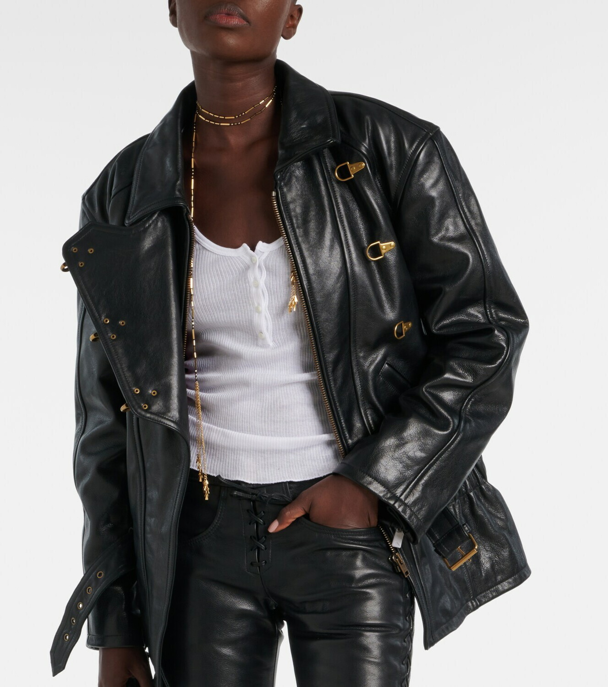 Isabel Marant Caitlyn belted leather jacket