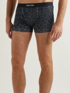 TOM FORD - Leopard-Print Stretch-Cotton Boxers Briefs - Gray