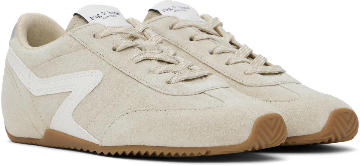 rag & bone Beige Suede Ultra Slim Retro Runner Sneakers