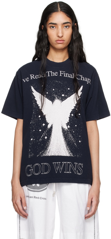 Photo: Online Ceramics Navy 'God Wins' T-Shirt