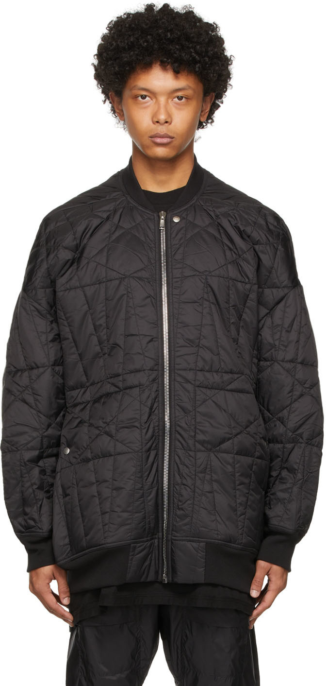 Rick Owens Drkshdw Black Nylon Quilted Jumbo Flight Bomber Rick