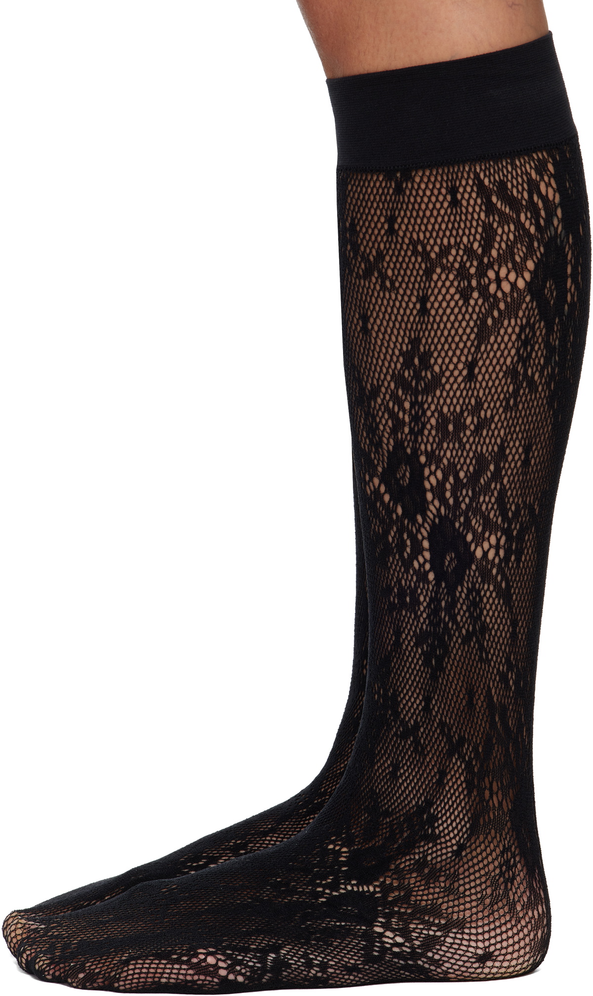 Swedish Stockings Black Rose Knee-High Stockings
