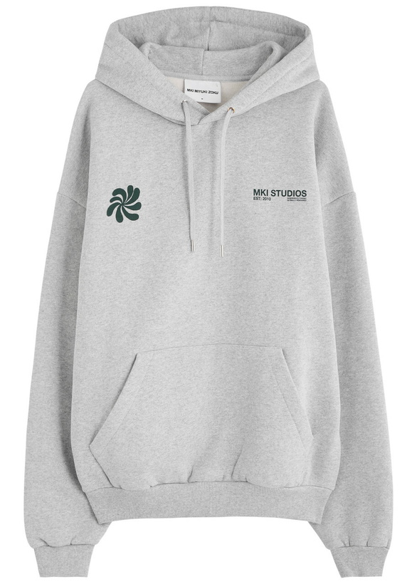 Photo: Mki Miyuki Zoku Logo Hooded Cotton-blend Sweatshirt Grey
