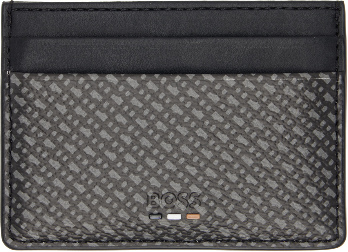 BOSS Black Grained Faux-Leather Card Holder BOSS