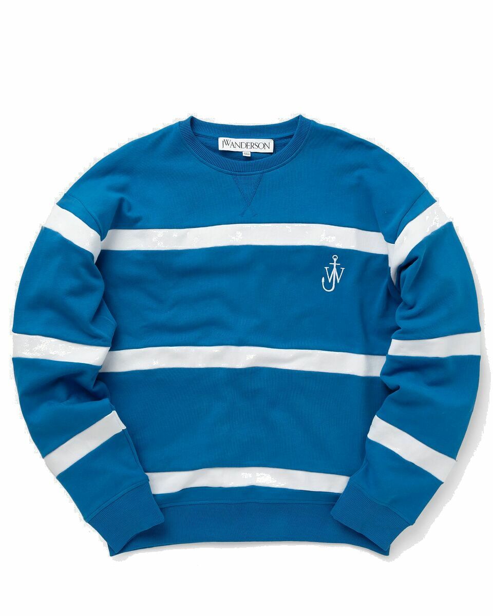 Photo: Jw Anderson Stripe Sweatshirt Blue/White - Mens - Sweatshirts