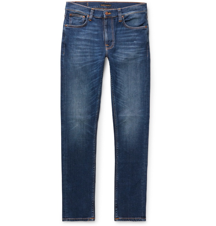 Photo: Nudie Jeans - Lean Dean Slim-Fit Tapered Organic Stretch-Denim Jeans - Blue