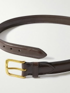Drake's - 3cm Braided Leather Belt - Brown