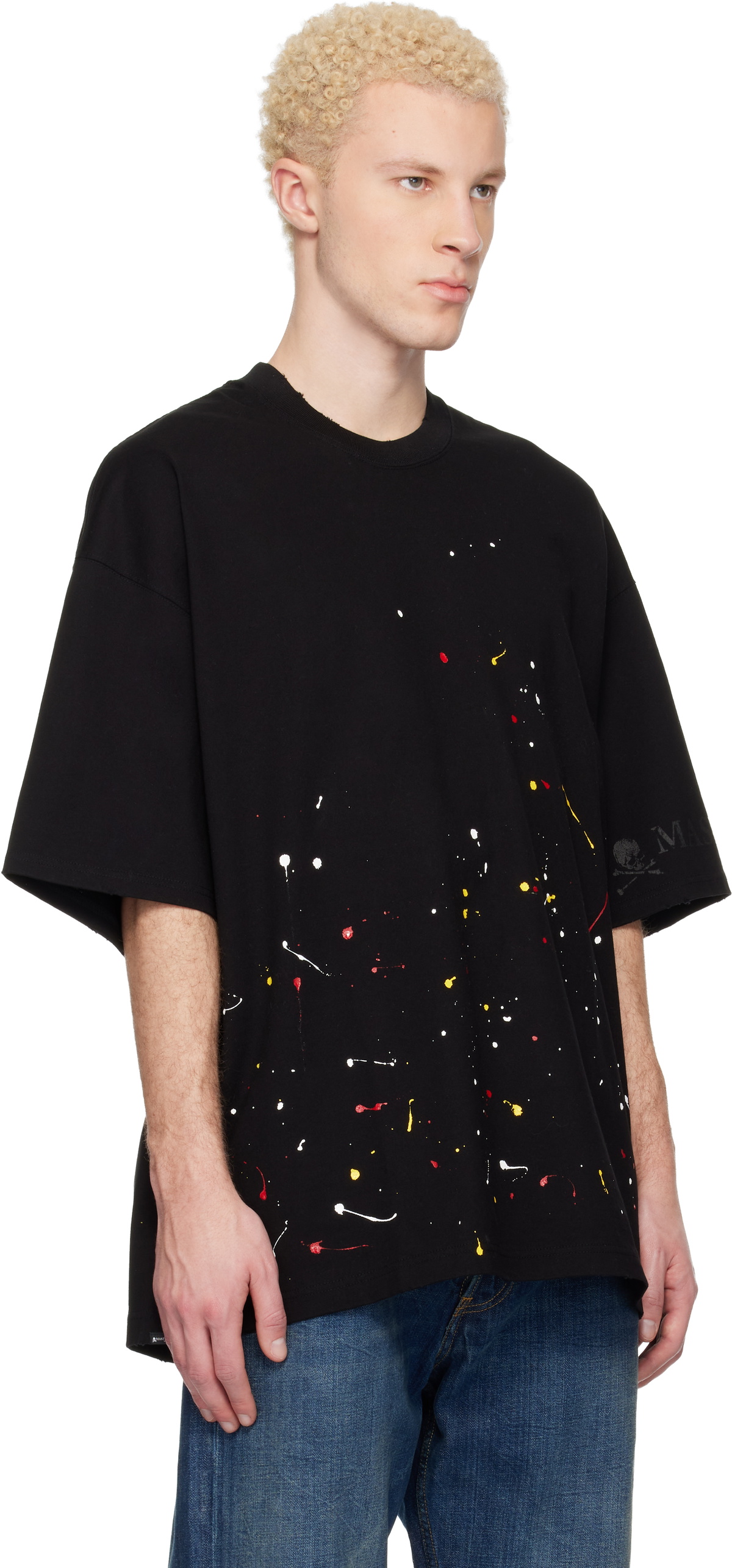 MASTERMIND WORLD Black MW Distressed SS T-shirt