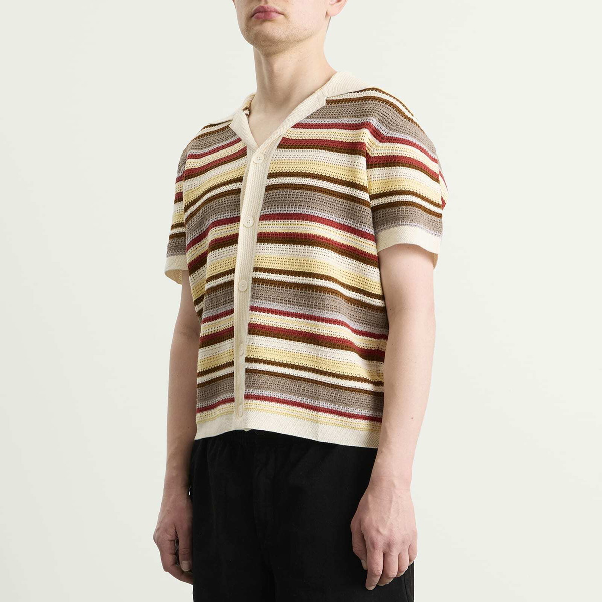 NN07 Men's Lars Stripe Polo Cardigan in Ivory