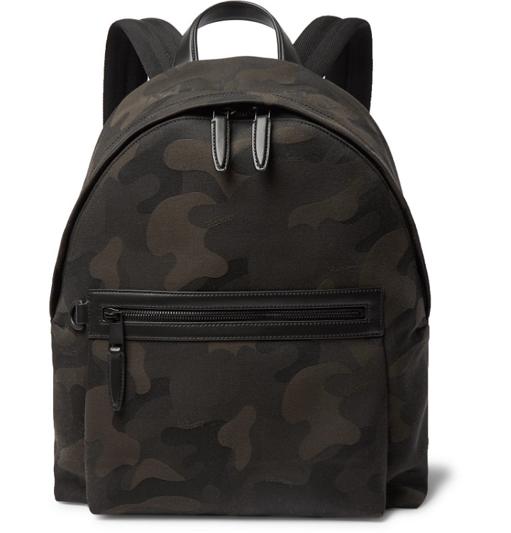 Photo: Mulberry - Leather-Trimmed Camouflage-Print Canvas Backpack - Green