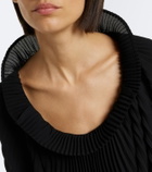 Junya Watanabe Pleated wool-paneled midi dress