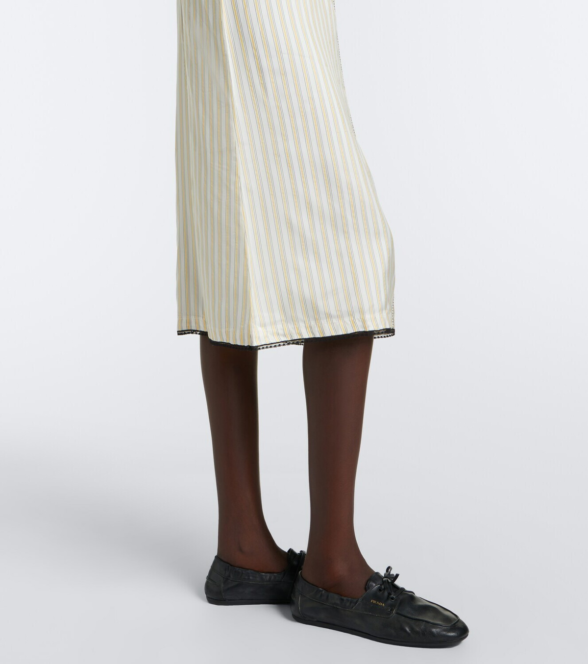Prada Bow-detail striped midi dress