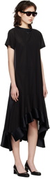 sacai Black Cotton Broadcloth Midi Dress