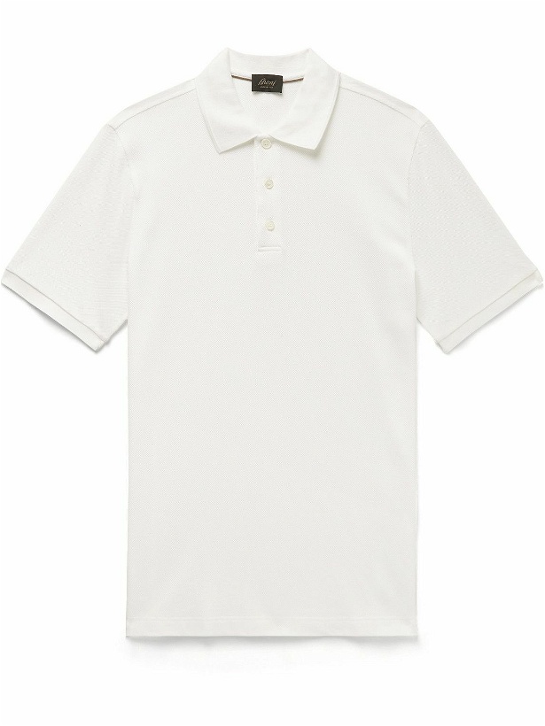 Photo: Brioni - Cotton-Piqué Polo Shirt - White