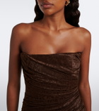 Alex Perry Leopard-print ruched lace midi dress
