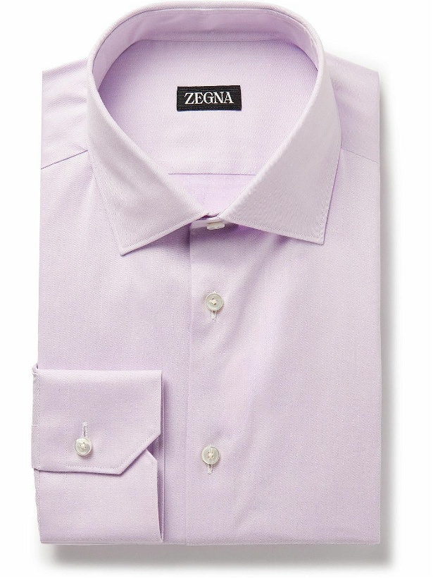 Photo: Zegna - Cotton-Blend Twill Shirt - Purple