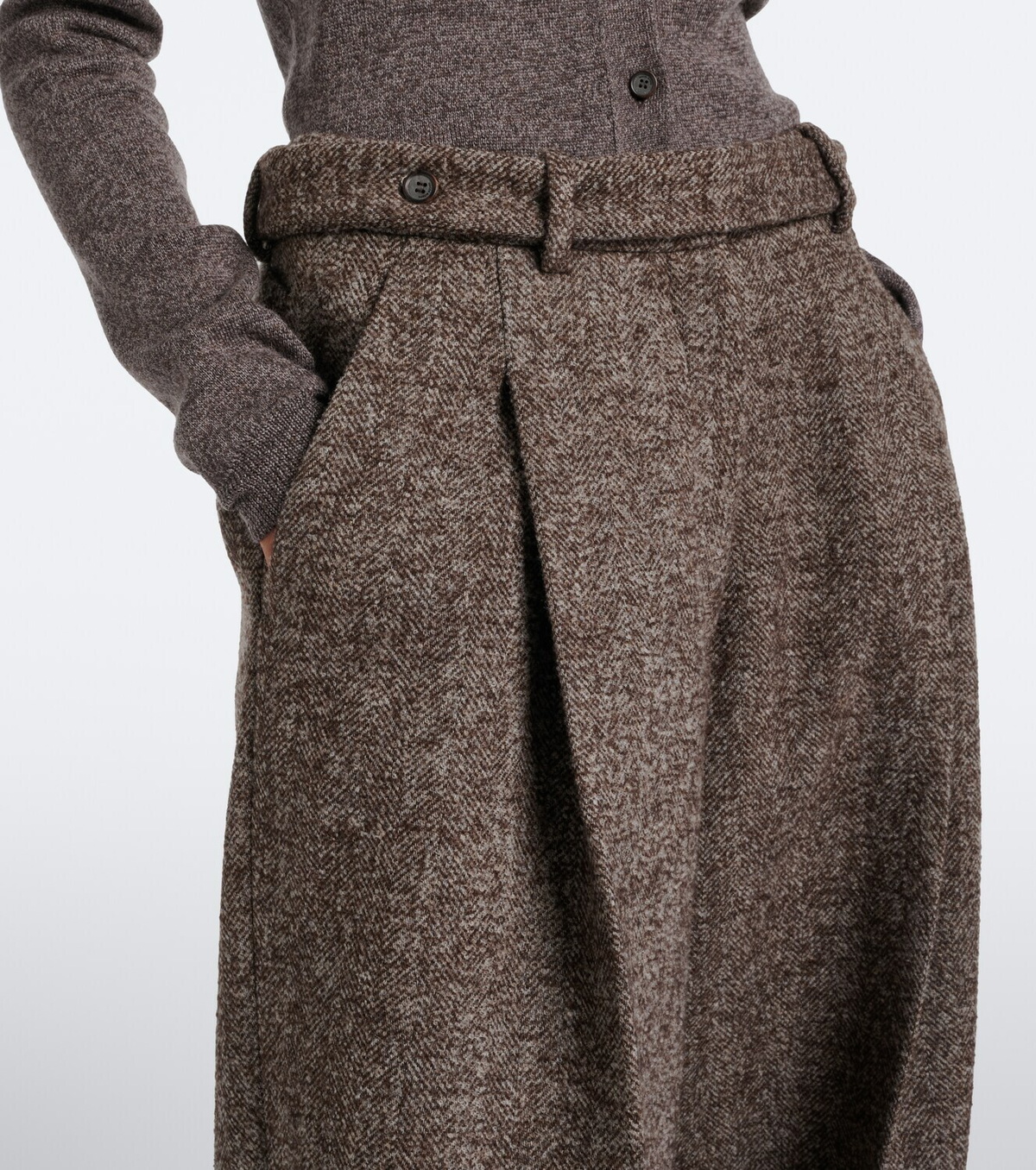 Magda Butrym Herringbone wool-blend wide-leg pants