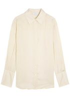 Anine Bing Bridget Pinstriped Satin Shirt Cream
