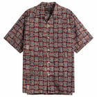 Beams Plus Men's Block Print Open collar Shirt in Red