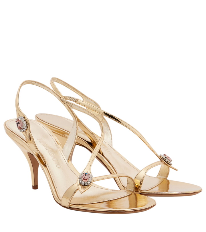 Photo: Ferragamo Sibilla 70 metallic leather sandals