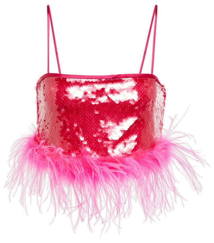 Photo: Giuseppe di Morabito Sequined feather-trimmed crop top