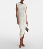 Loulou de Saison Malena asymmetric scalloped crochet midi dress