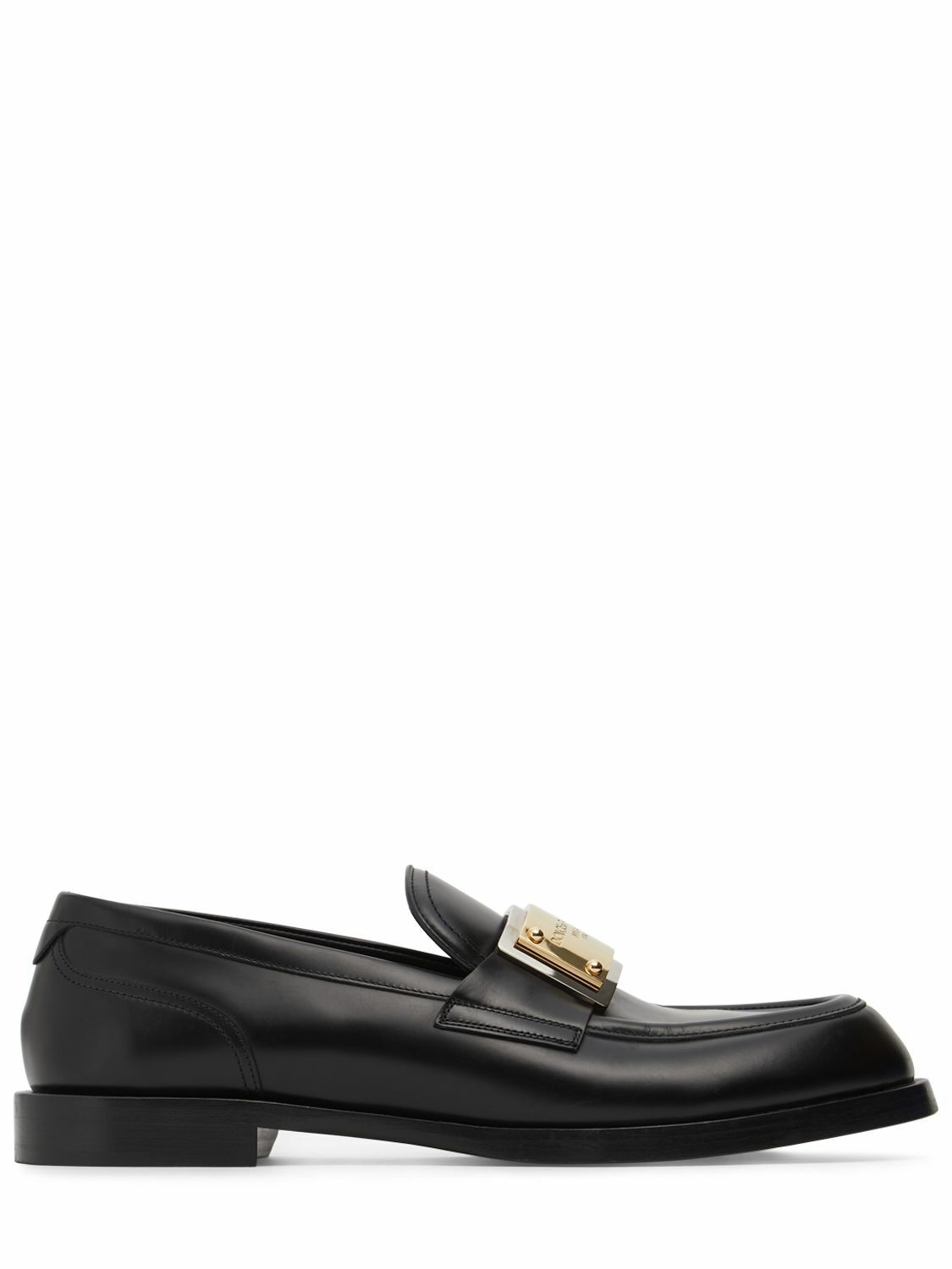 Photo: DOLCE & GABBANA - Plaqued Leather Loafers