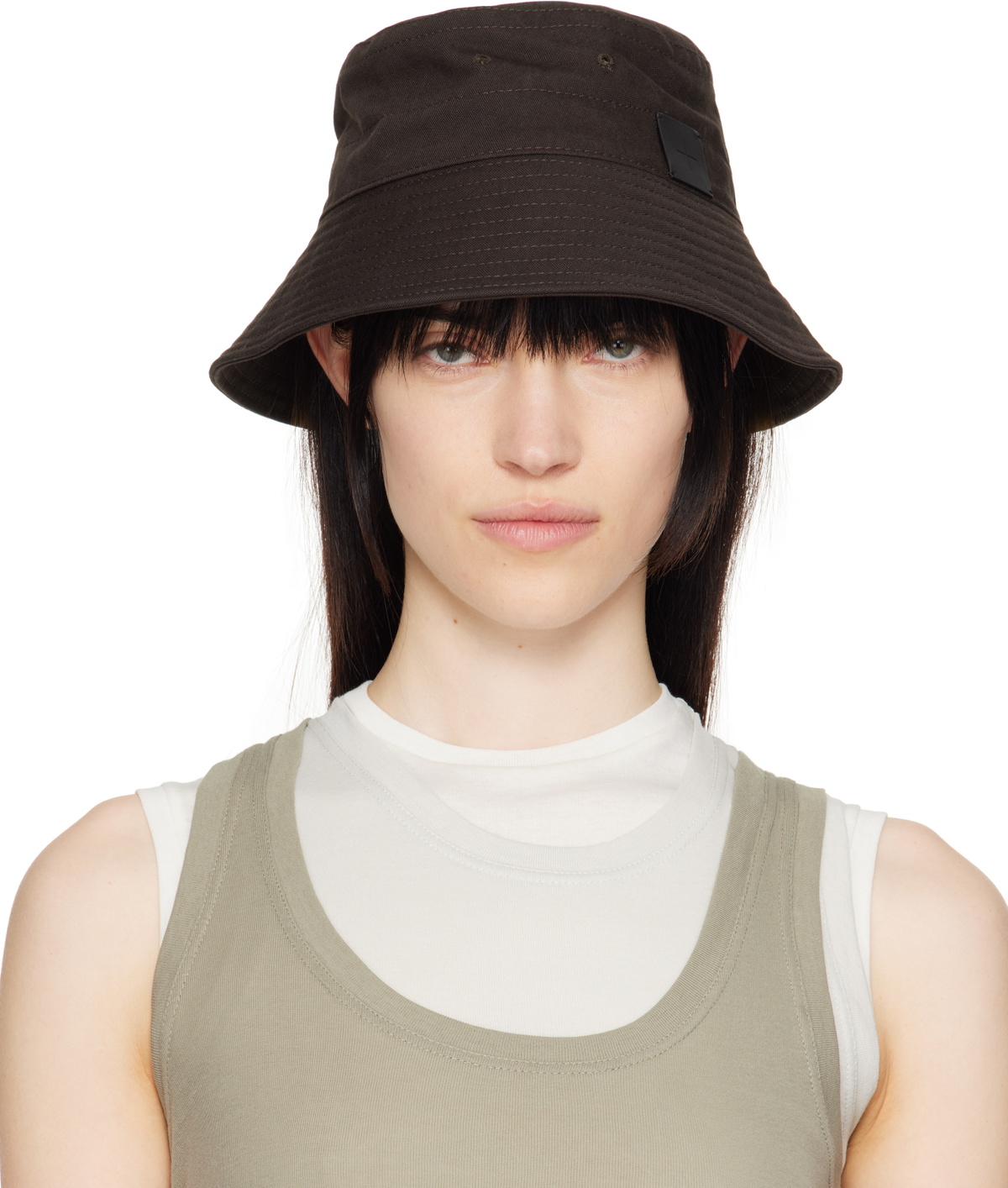 Jil Sander Brown Logo Bucket Hat