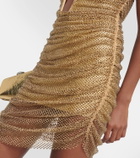 Giuseppe di Morabito Embellished ruched mesh minidress