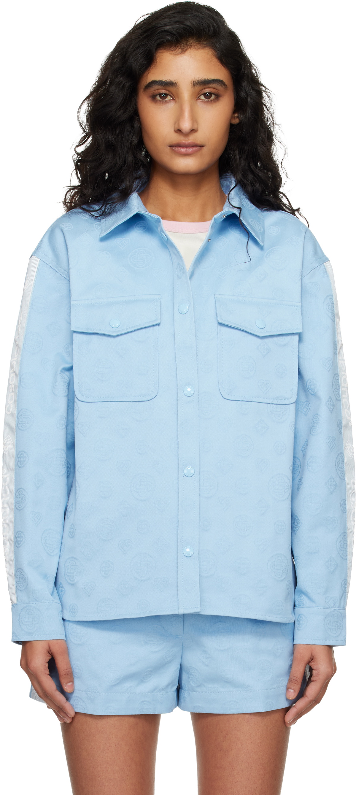 Casablanca Blue Monogram Oversized Shirt