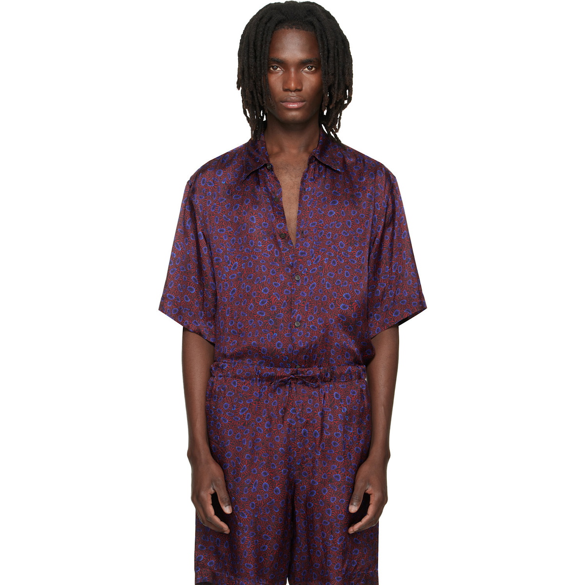 Dries Van Noten Red & Purple Button-Down Shirt