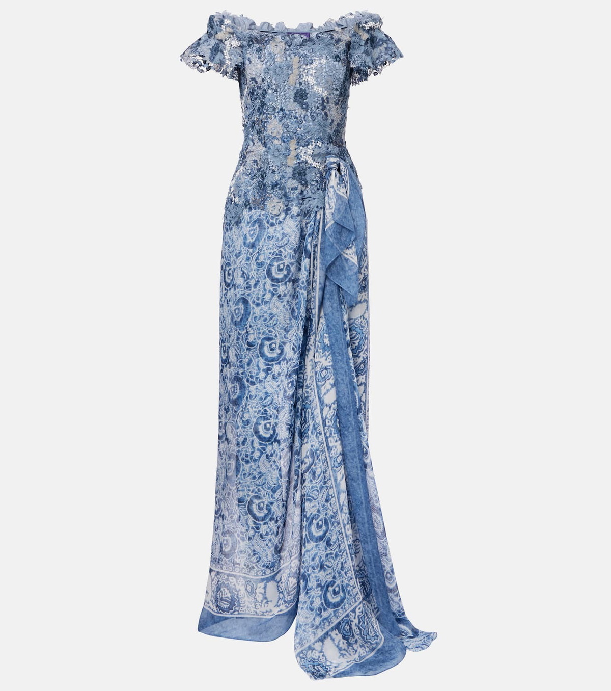 Ralph Lauren Collection Ivanna floral off-shoulder silk midi dress