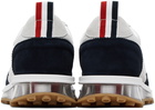 Thom Browne White & Navy Quilted Tech Runner Sneakers