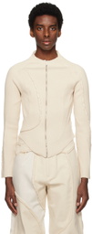 Mainline:RUS/Fr.CA/DE Beige Paneled Cardigan