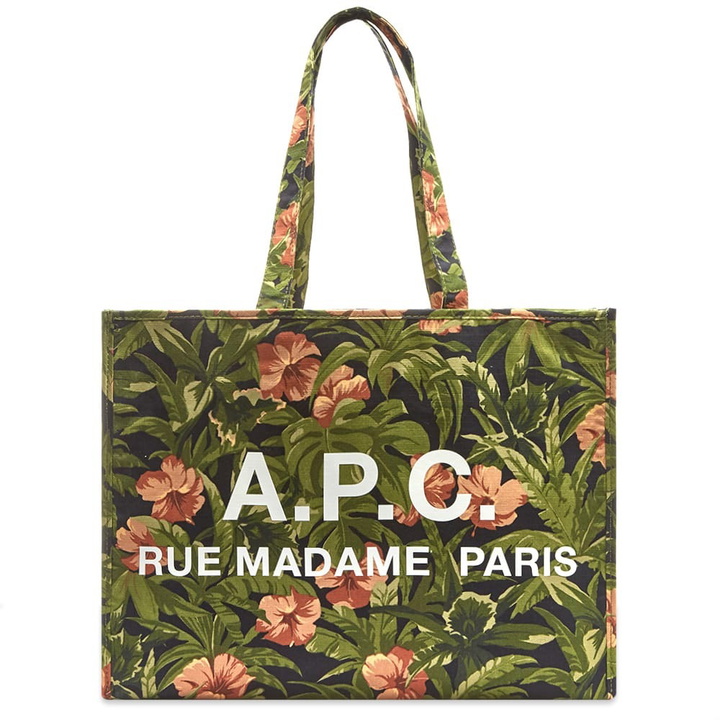 Photo: A.P.C. Floral Print Logo Shopper Bag