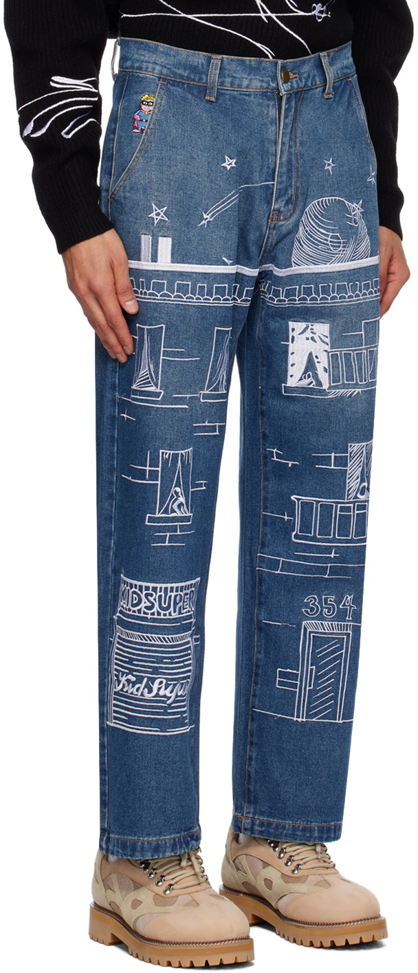 KidSuper Blue Fire Escape Jeans KidSuper