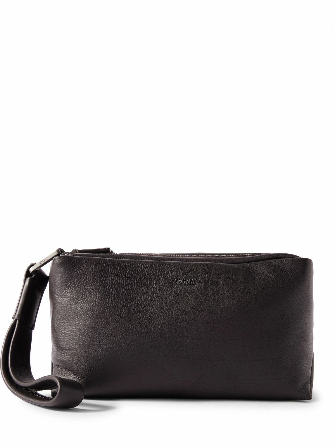 Zegna - Logo-Appliquéd Full-Grain Leather Wash Bag